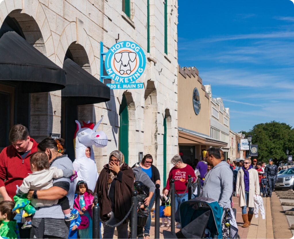 Hot-Dog-Marketing-Downtown-Round-Rock-hometown-halloween-unicorn